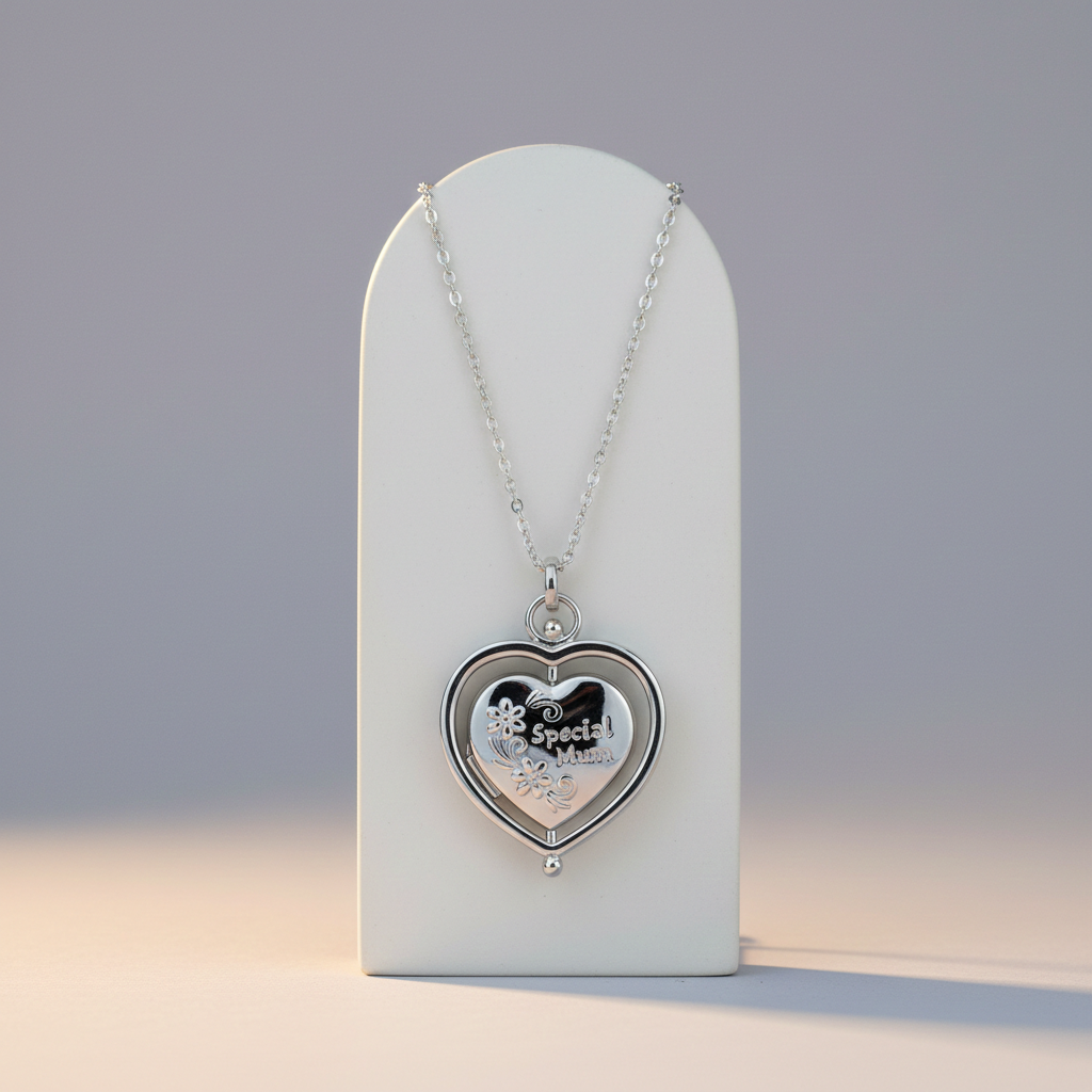 Special Mum Locket Spinning Heart Solid 925 Sterling Silver 18" Chain