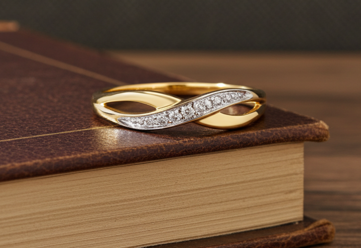 Natural Diamond Crossover Eternity Ring 18ct Gold on Solid Sterling Silver 925