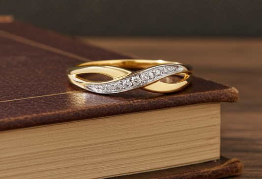 Natural Diamond Crossover Eternity Ring 18ct Gold on Solid Sterling Silver 925