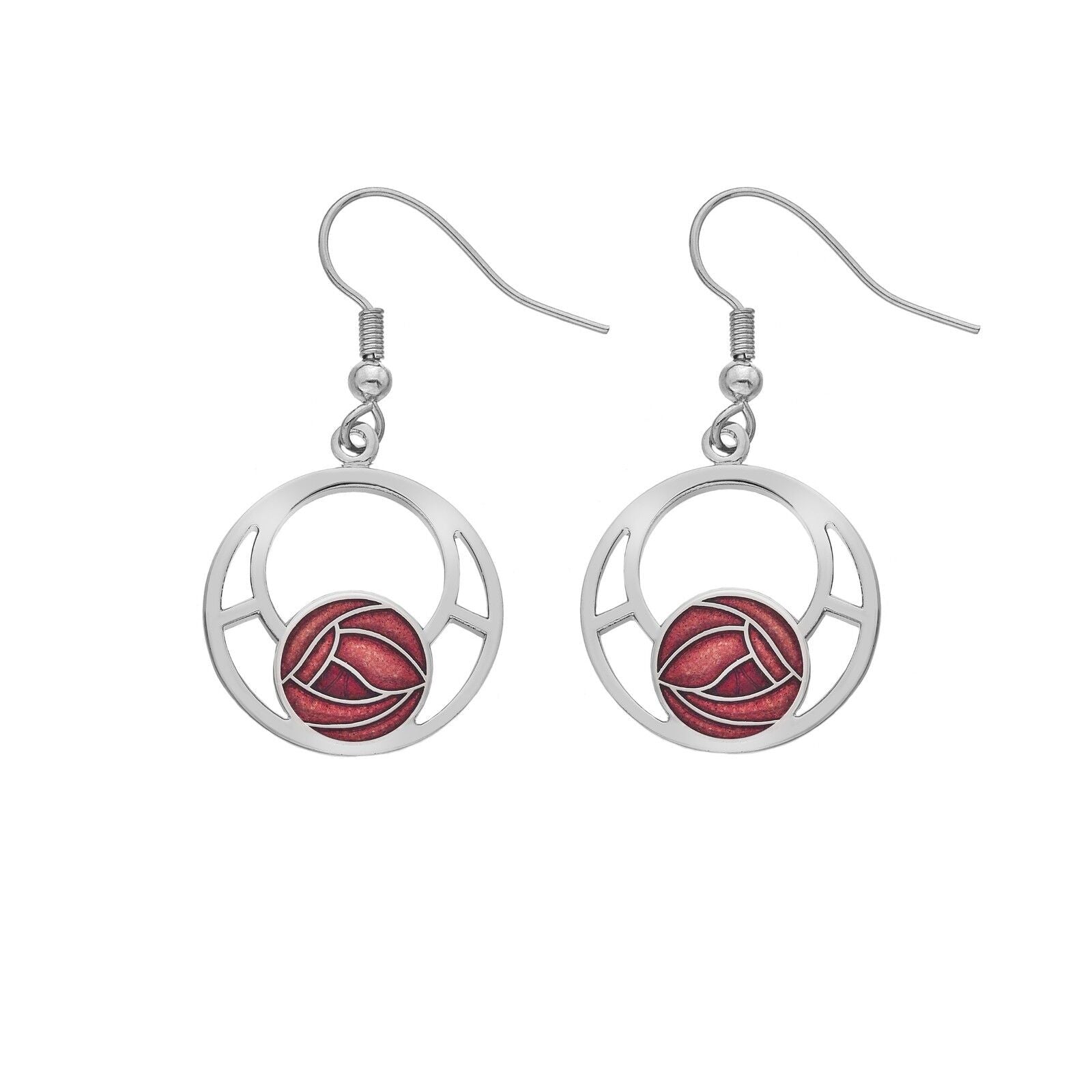 Mackintosh Rose Drop Earrings Round Drops Silver Plated Branded Packaging