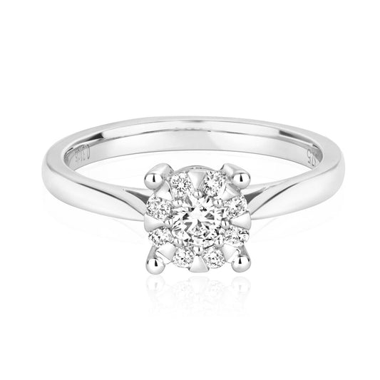Real Diamond Engagement Ring 9ct White Gold Brilliant Set Solitaire 0.30ct
