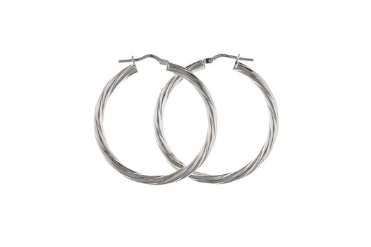 Hoop Earrings Creole Silver Twist Sterling Silver 15mm