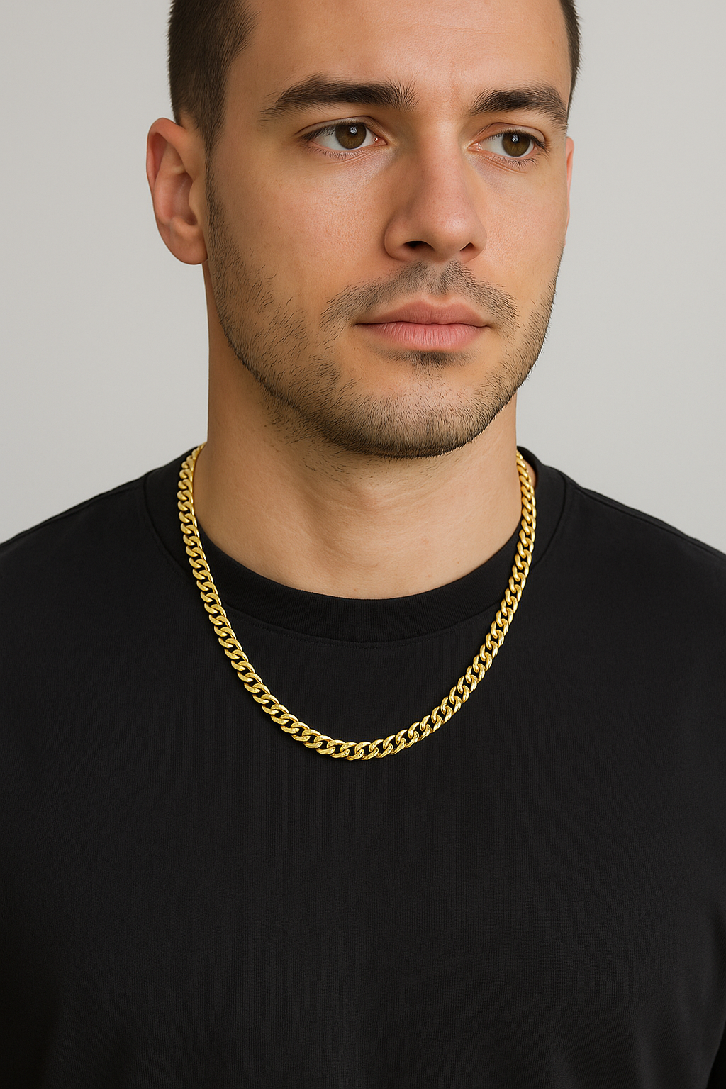 18ct Gold Curb Chain on Solid Silver 20"  5.2mm Wide British Made Hallmarked