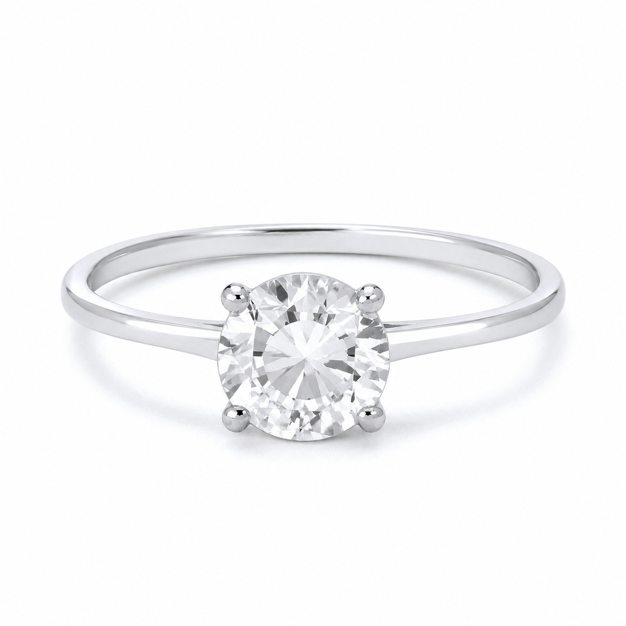 8mm Solitaire Engagement Ring Solid Sterling Silver 925 Hallmark Size J-V