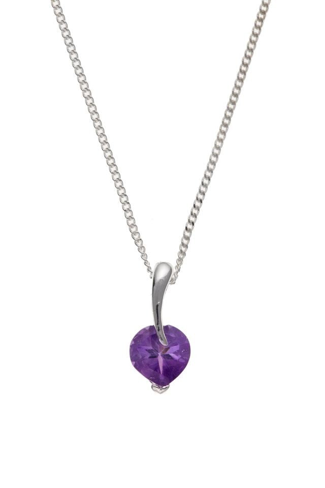 Real Amethyst Heart Pendant and Earrings Matching Set Solid Sterling Silver 925