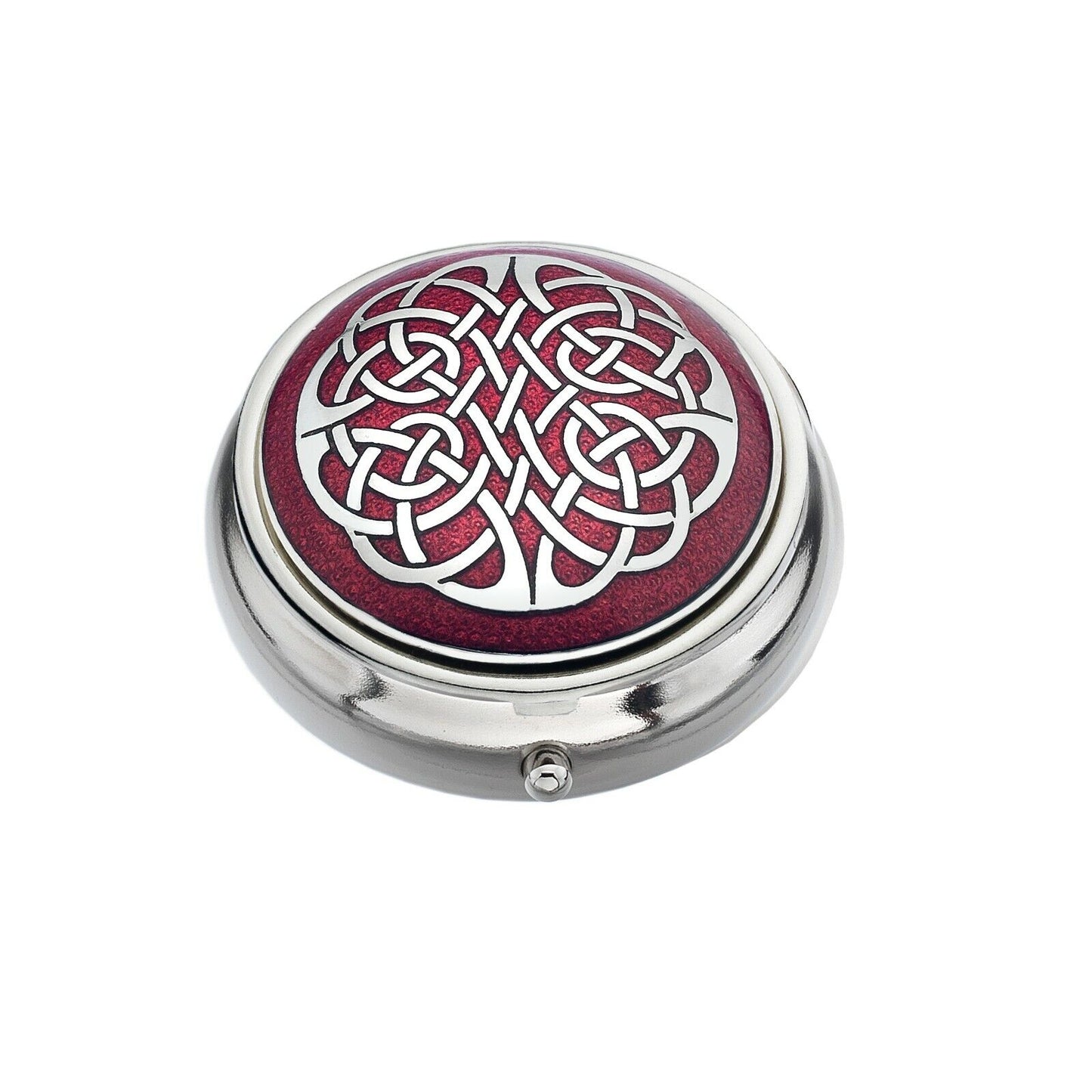 Pillbox Silver Plated Red Celtic Knot Brand New and Boxed