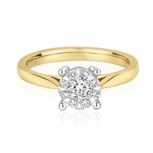 Real Diamond Engagement Ring 9ct Yellow Gold Brilliant Set Solitaire 0.30ct