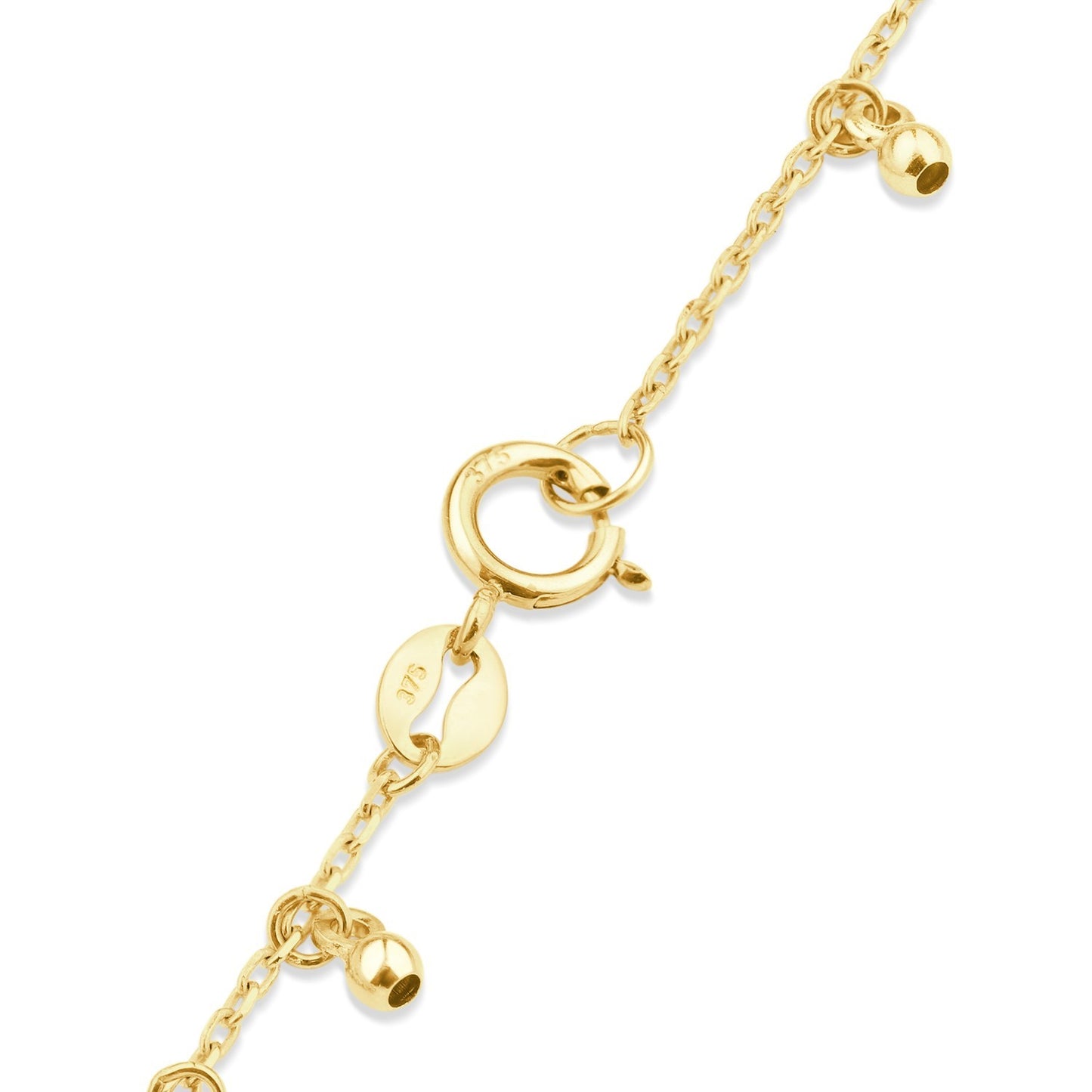 Modern Open Heart Station Chain Bracelet 9ct Yellow Gold 375 Hallmark 19cm