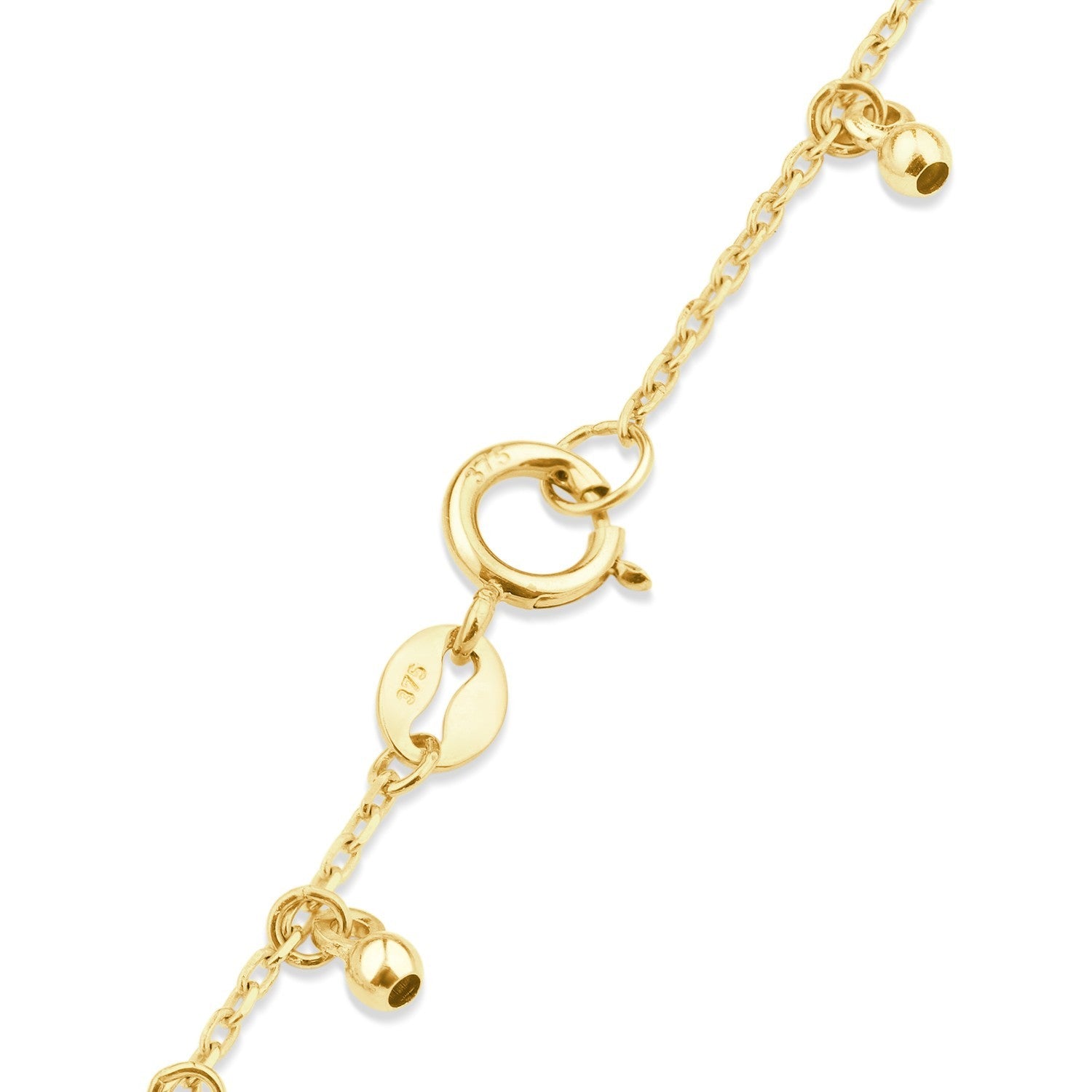Modern Open Heart Station Chain Bracelet 9ct Yellow Gold 375 Hallmark 19cm