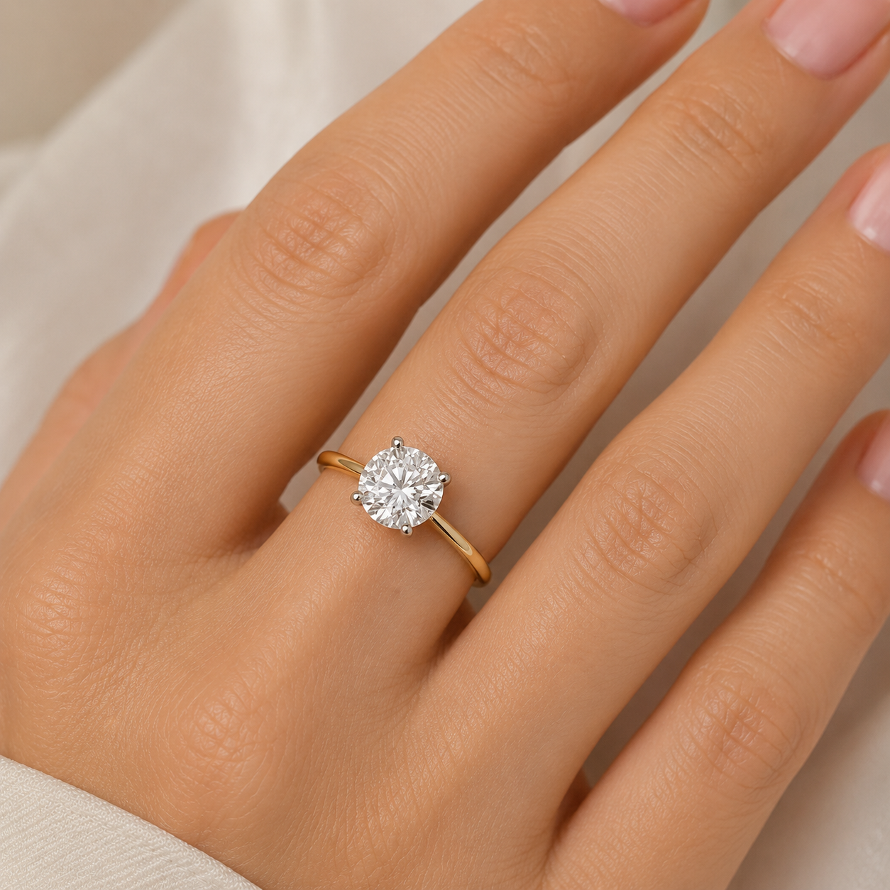 18ct Gold Solitaire Engagement Ring on Solid Sterling Silver 925 Size J-V