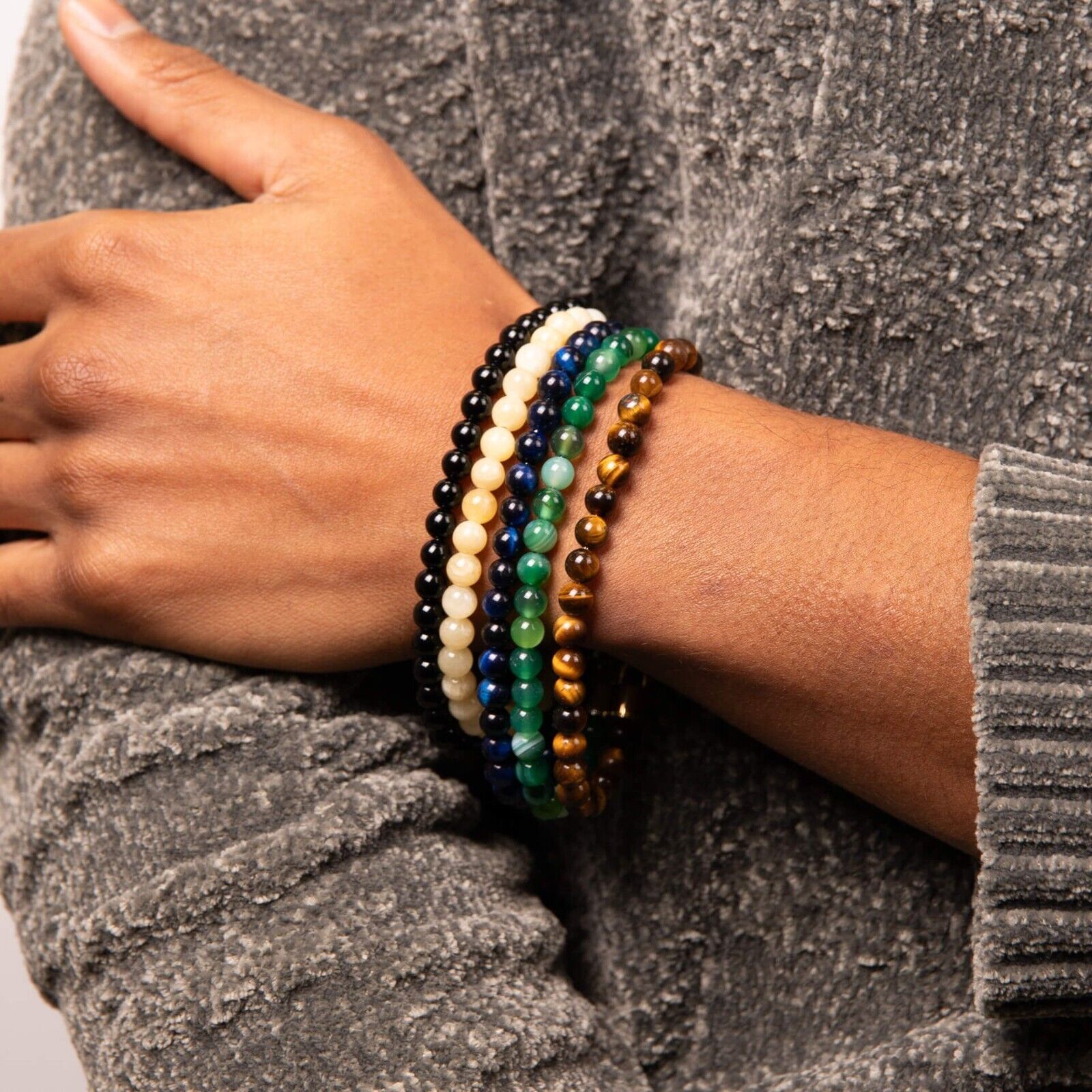 Fred Bennett Healing Bead Bracelet Natural Black Onyx Beads 22cm B5425B