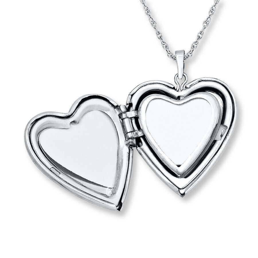 Silver Diamond Heart Locket Yellow Gold Detail 925 Hallmark All Chain Lengths