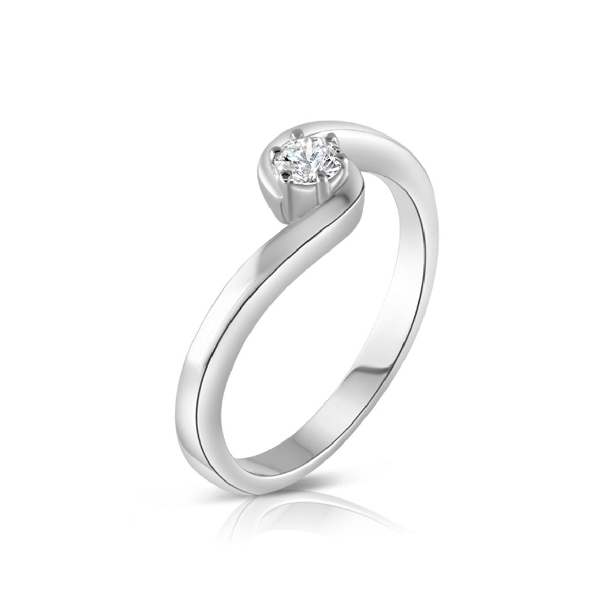 9ct White Gold Real Diamond Twist Solitaire Ring 0.15ctw Engagement Size J - Q