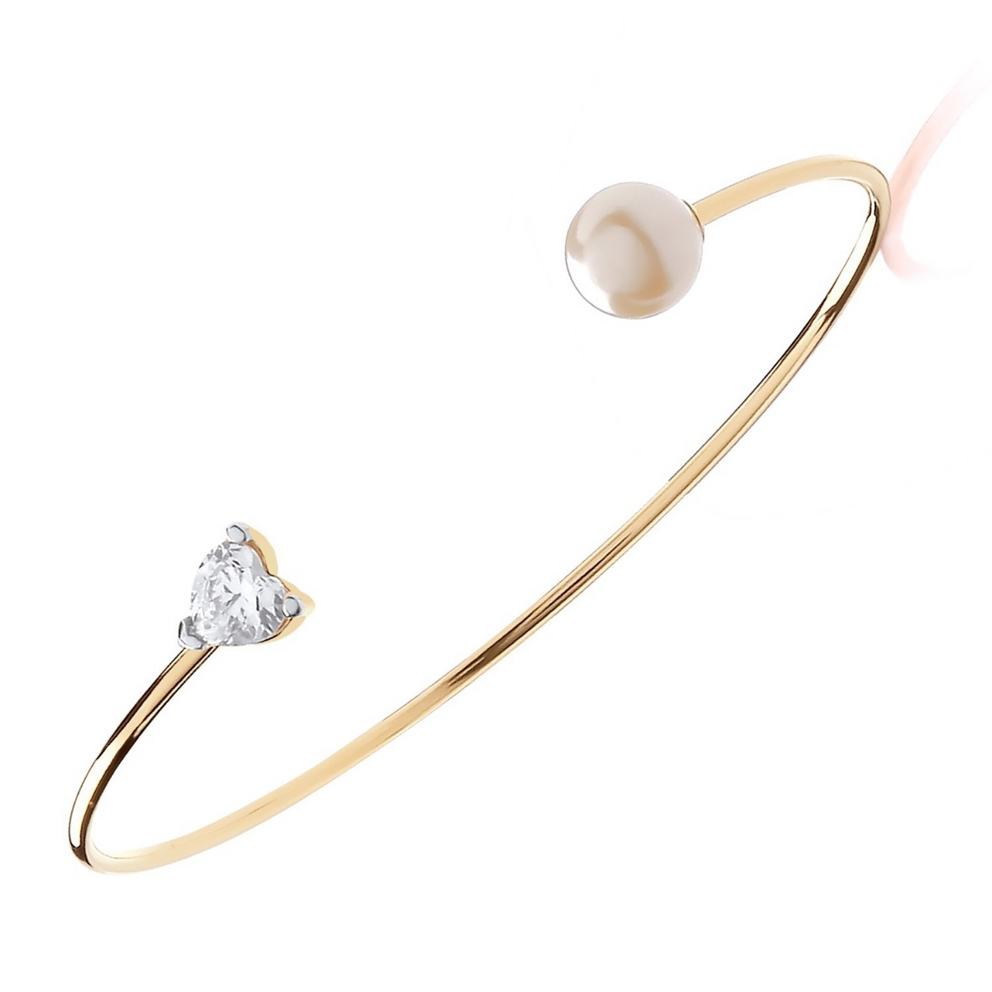 Ladies 18ct Gold Pearl Torque Bangle on Sterling Silver 925 Hallmark Bracelet