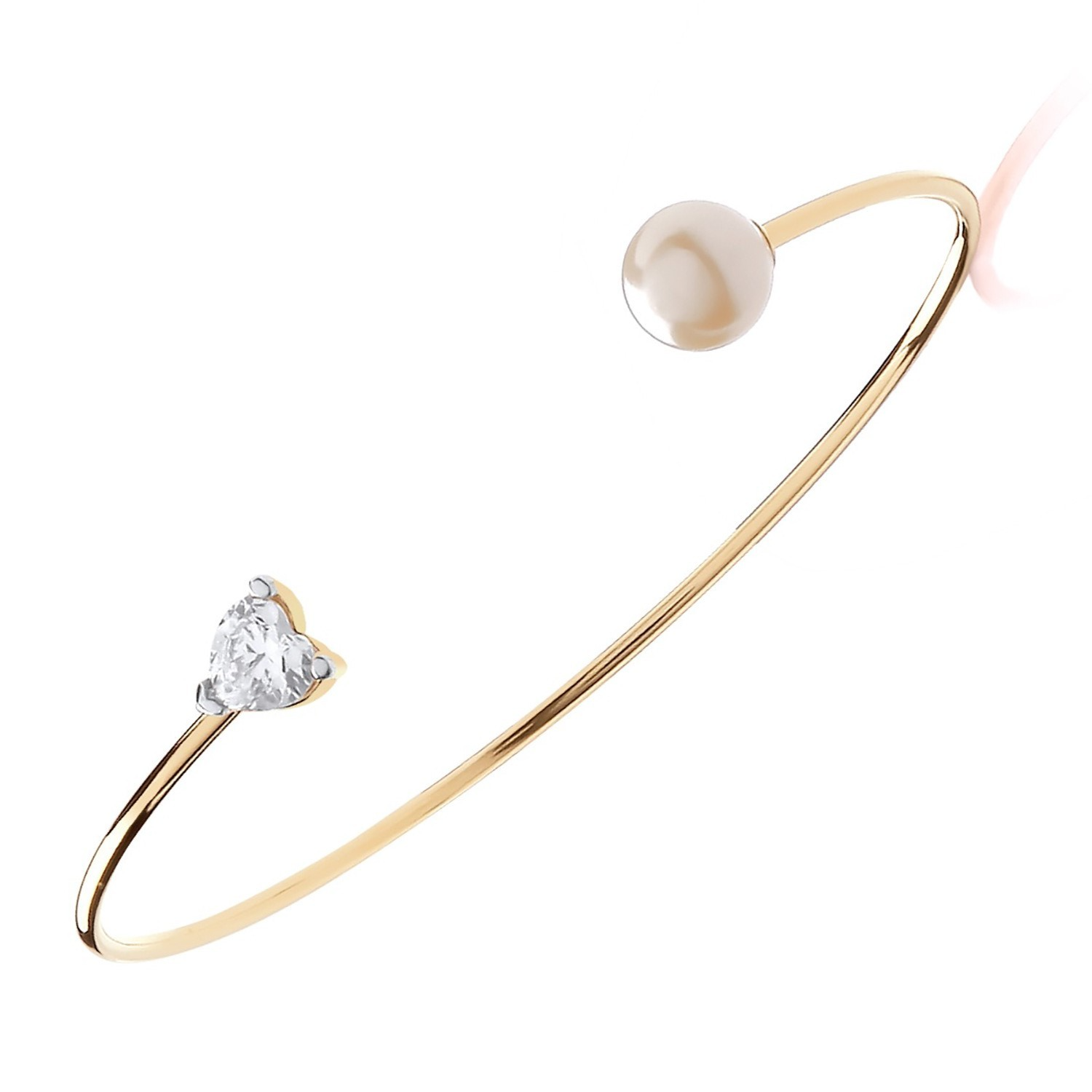 Ladies 18ct Gold Pearl Torque Bangle on Sterling Silver 925 Hallmark Bracelet