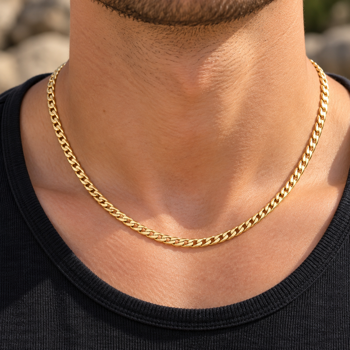 18ct Gold Franco Chain on Solid Silver 26" 4mm Wide British Made Hallmarked