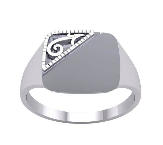 Sterling Silver Gents Cushion Signet Ring Watch Strap Sides 925 Hallmark