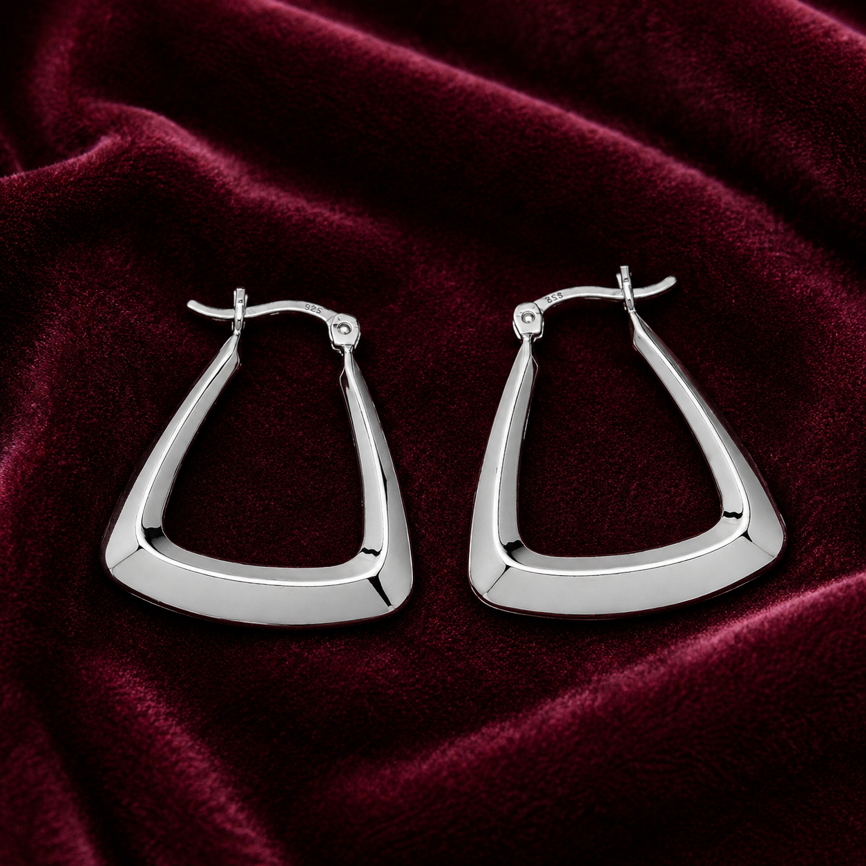 Handbag Creole Hoop Earrings Polished 925 Sterling Silver 28mm