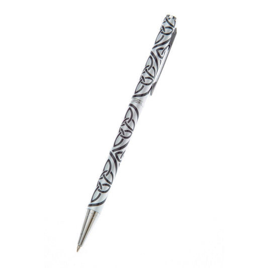 Ballpoint Pen Silver Plated Celtic Trinity Designer Black Ink Brand New Boxed