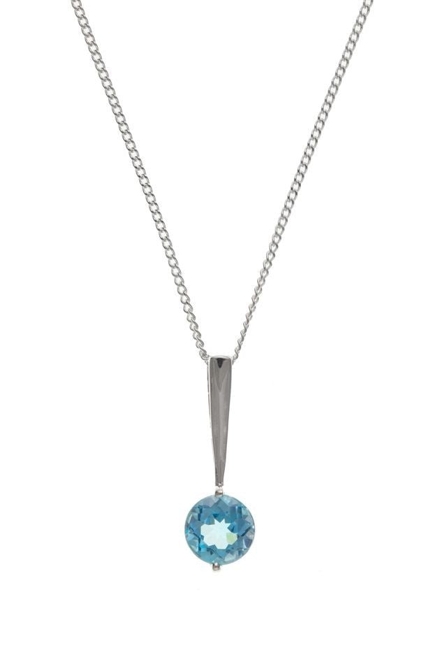 Real Blue Topaz Solitaire Matching Set Pendant Necklace Earrings Sterling Silver