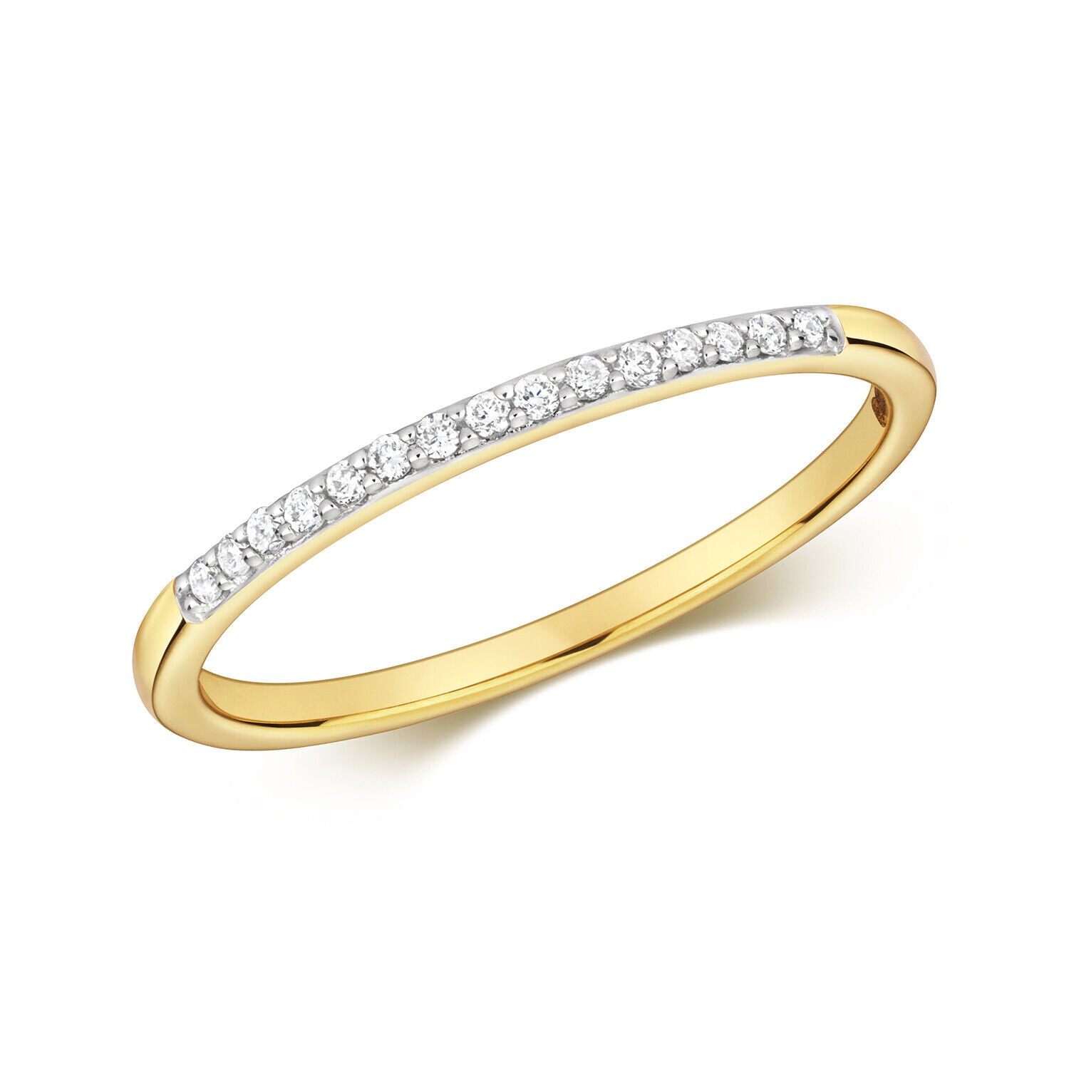 Real Diamond Ring Solid Yellow Gold Grain Set Eternity Anniversary Band Size J-Q
