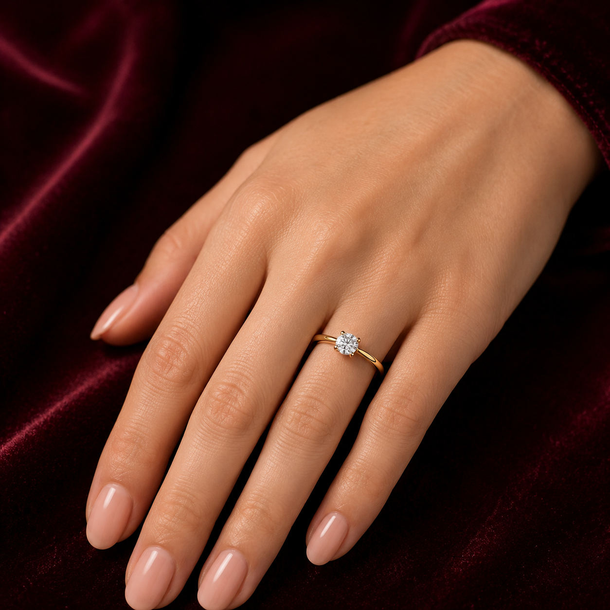 18ct Gold 5mm Solitaire Engagement Ring on Solid Sterling Silver 925 Size J - U