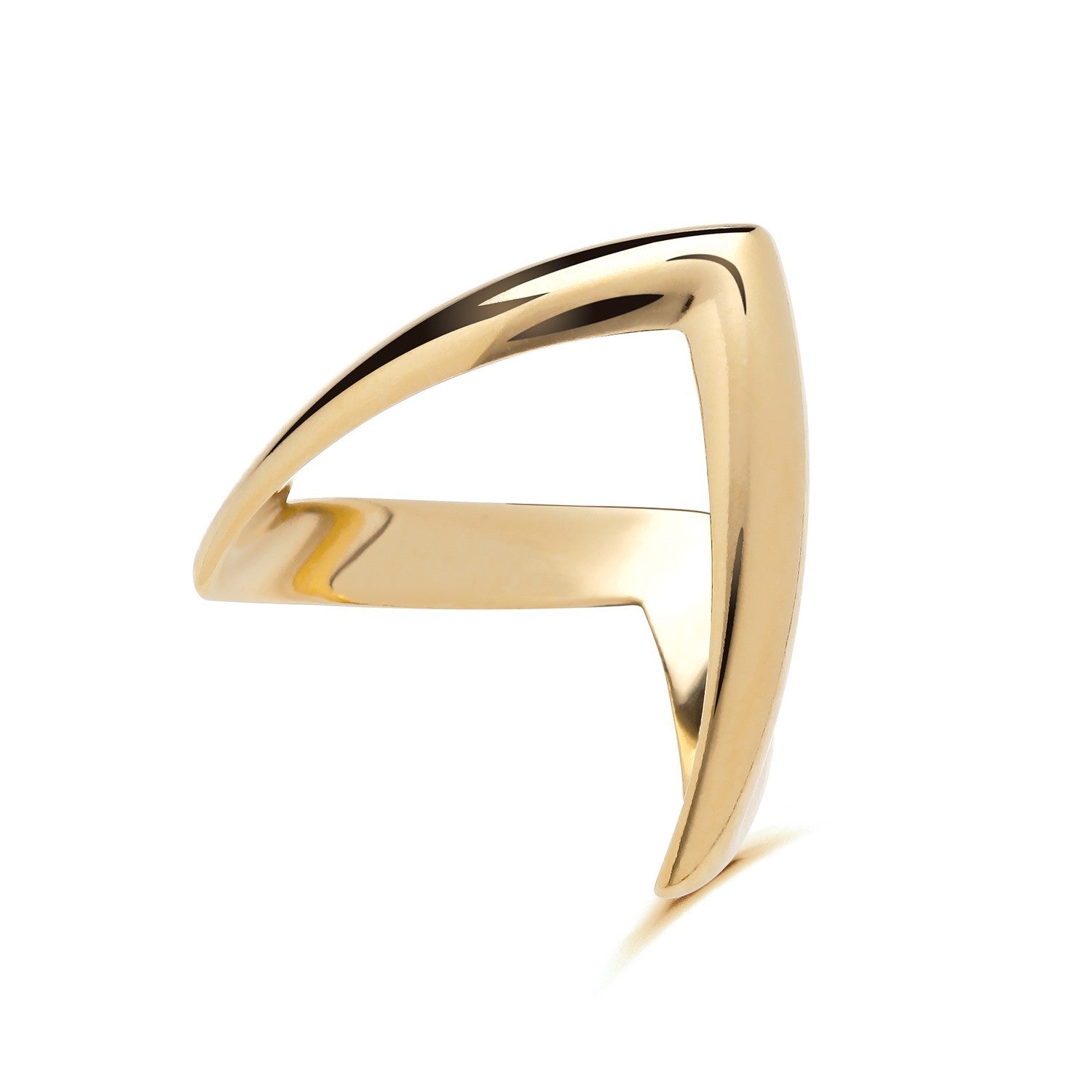 18ct Gold Double Wishbone Ring on Solid Sterling Silver  925 Hallmark Size K-V