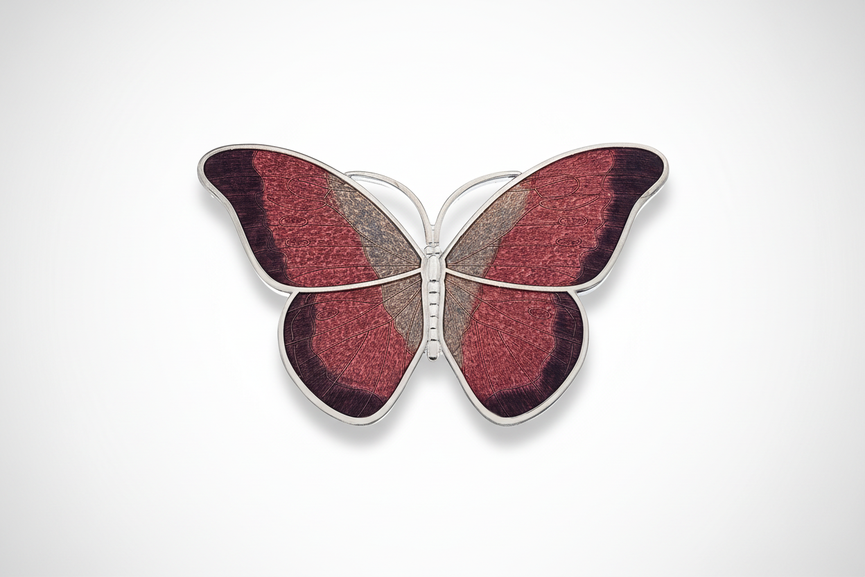 Large Red Butterfly Brooch Silver Plated Brand New Gift Packaging