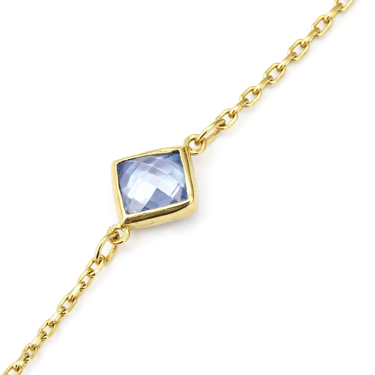 Multicolour Cushion Gemstone Station Bracelet Yellow Gold 375 Hallmark 17.5-19cm