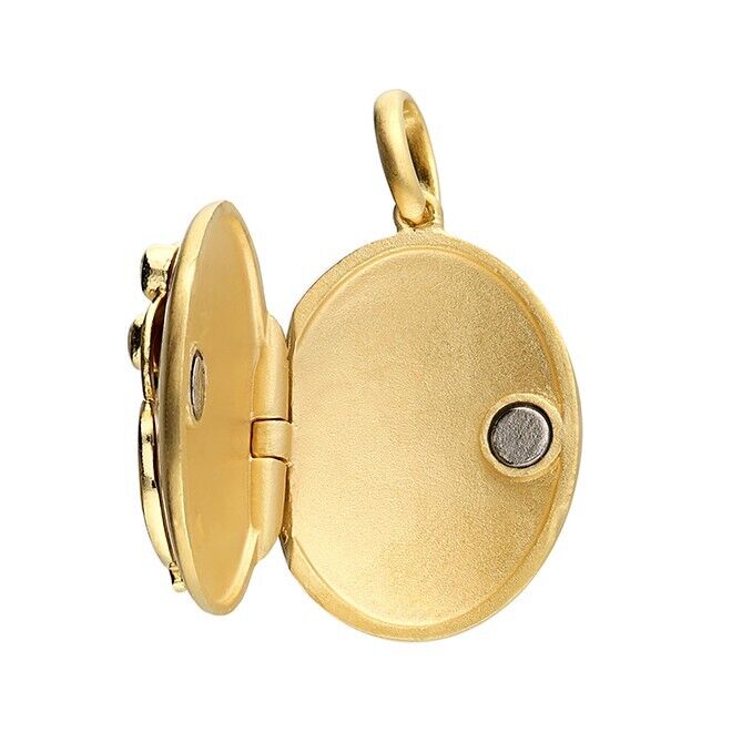 Oval Locket Turquoise and Pink Forget-Me-Knot 18ct Gold on Solid Sterling Silver