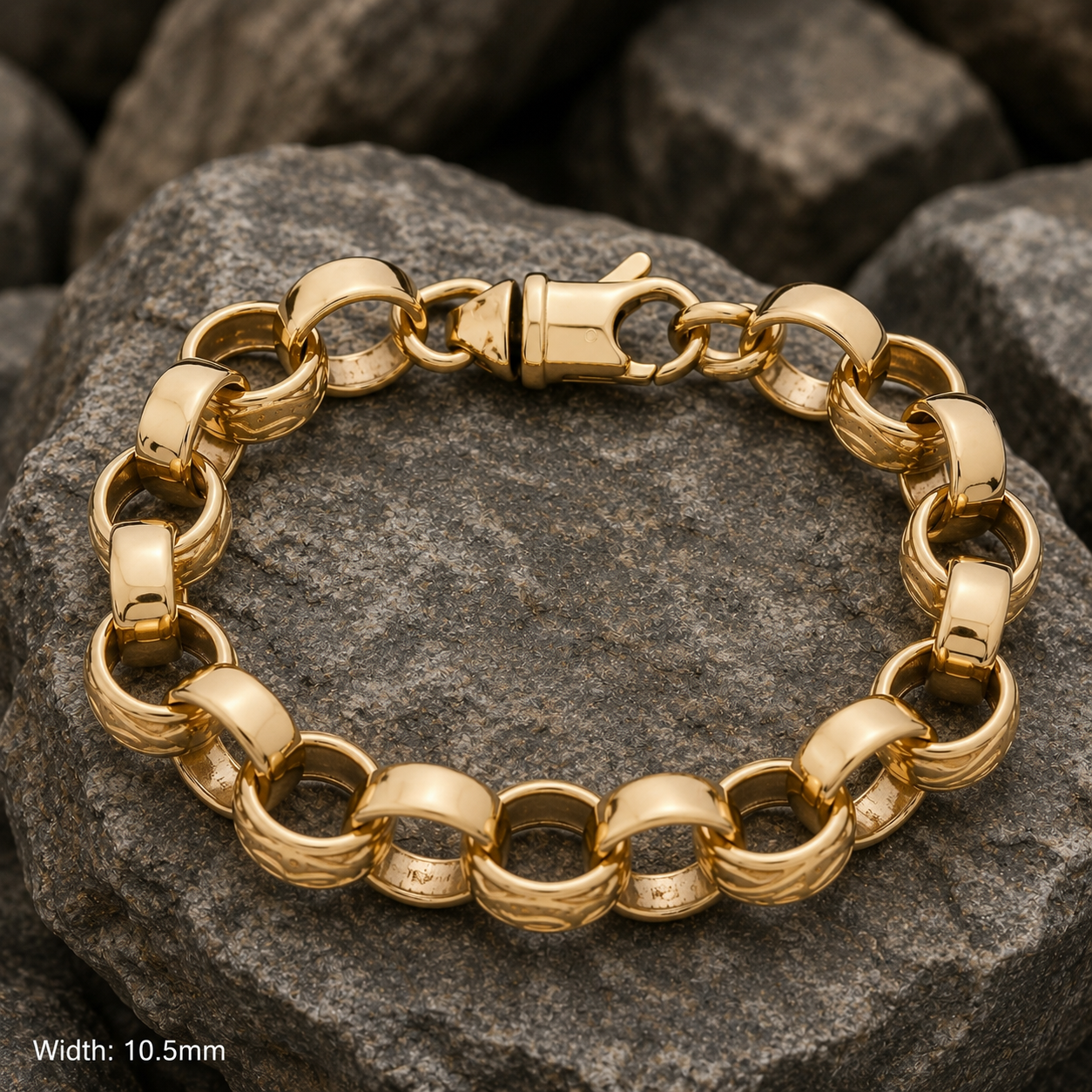18ct Gold Mens Patterned Belcher Bracelet on Solid Silver 9" 24 Grams Hallmarked