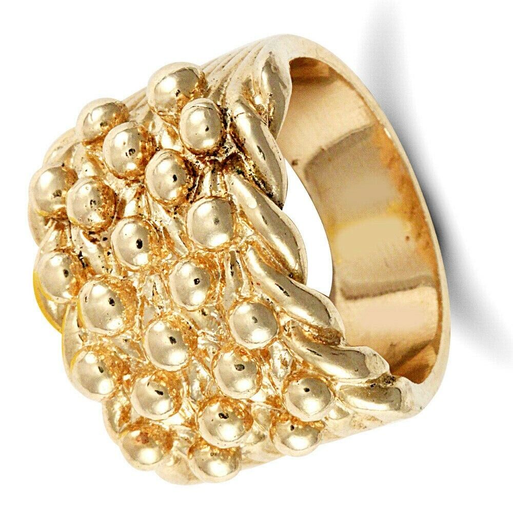 Yellow Gold Keeper Ring Gents 5 Row Solid Heavy 9 Carat Hallmarked British made