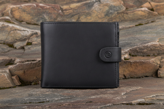 Fred Bennett Black Leather Wallet with Coin Purse Free Laser Engraving W016