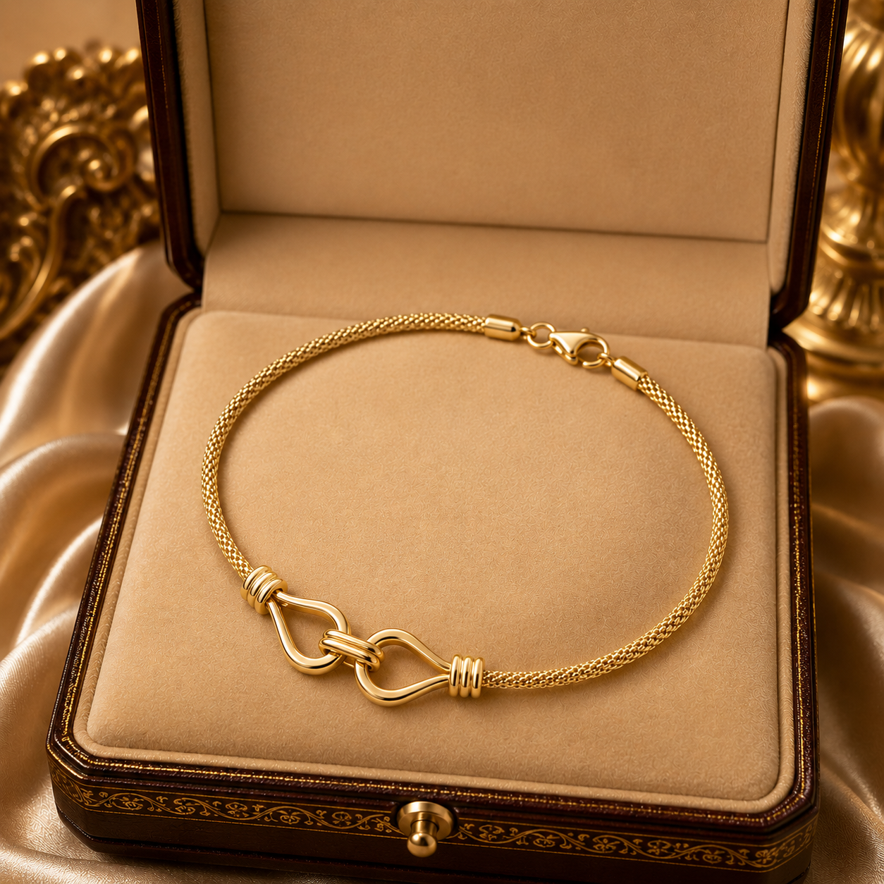 Gold Infinity Popcorn Bracelet 9ct Yellow Gold 375 Hallmark 19cm