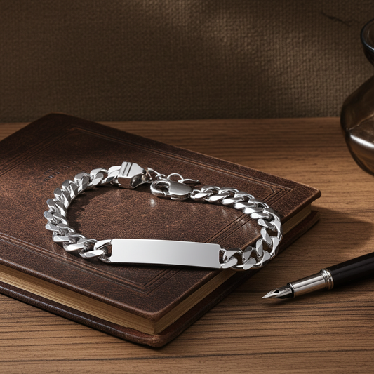 Solid Silver Mens Identity Bracelet 9" 36 Grams Hallmarked