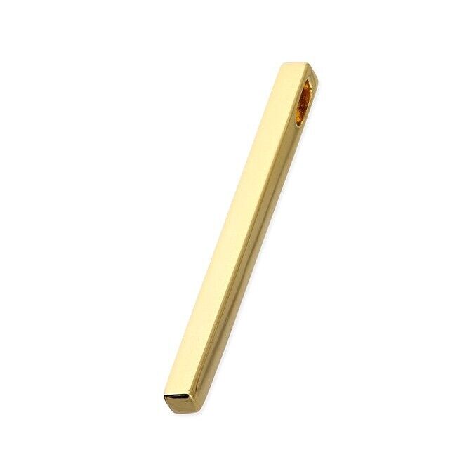 Plain Square Bar Pendant Yellow Gold on Solid 925 Sterling Silver 925 Hallmark