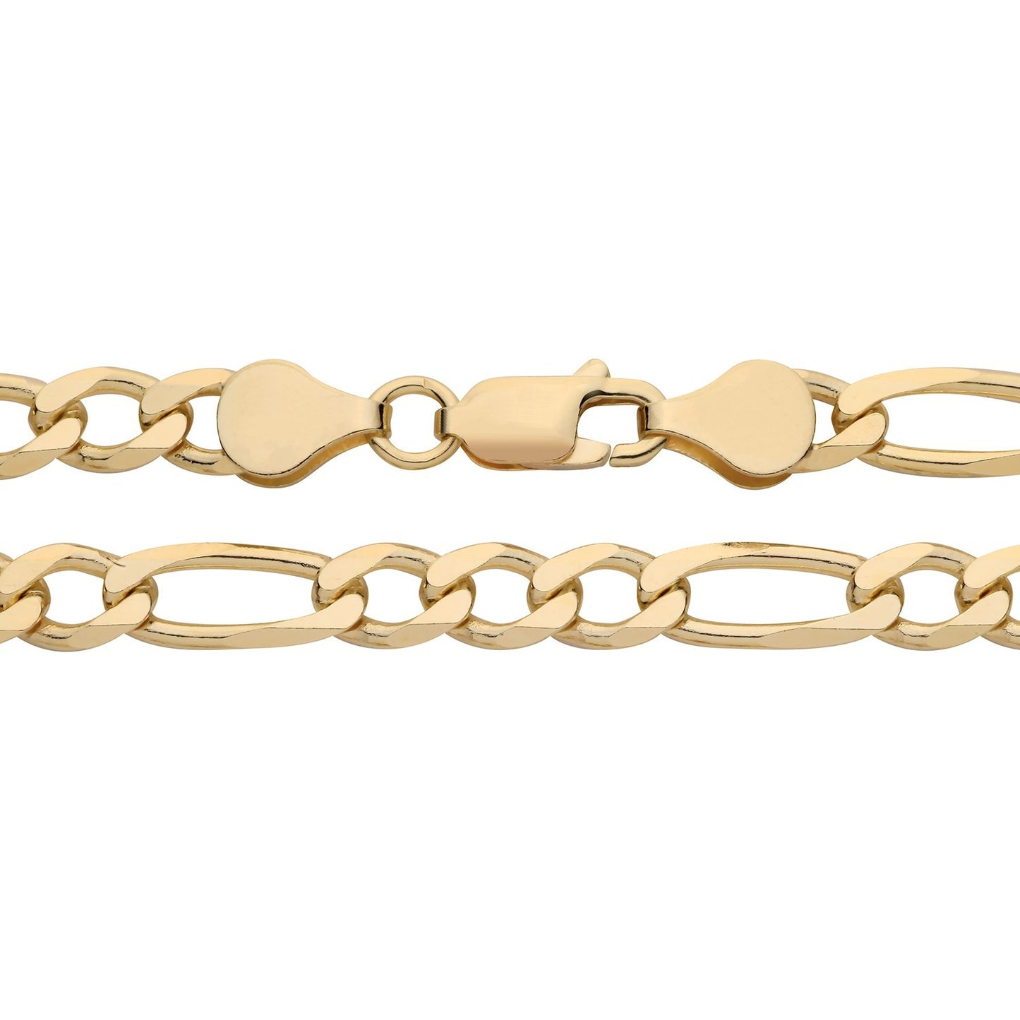18ct Gold Mens Figaro Bracelet on Solid Silver 8" 8.5 Grams Hallmarked 5.5mm