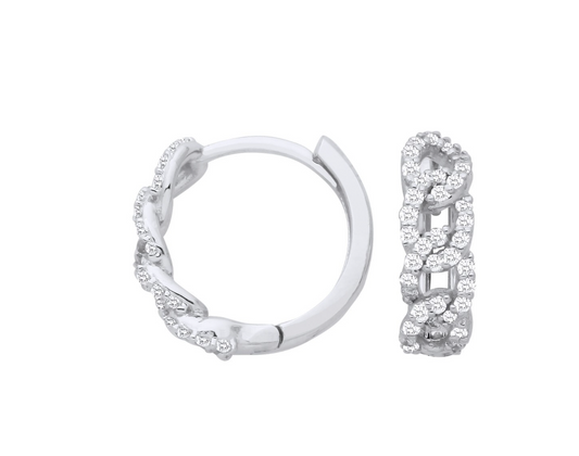9ct White Gold Diamond 0.28ctw Huggie Earrings - 13mm