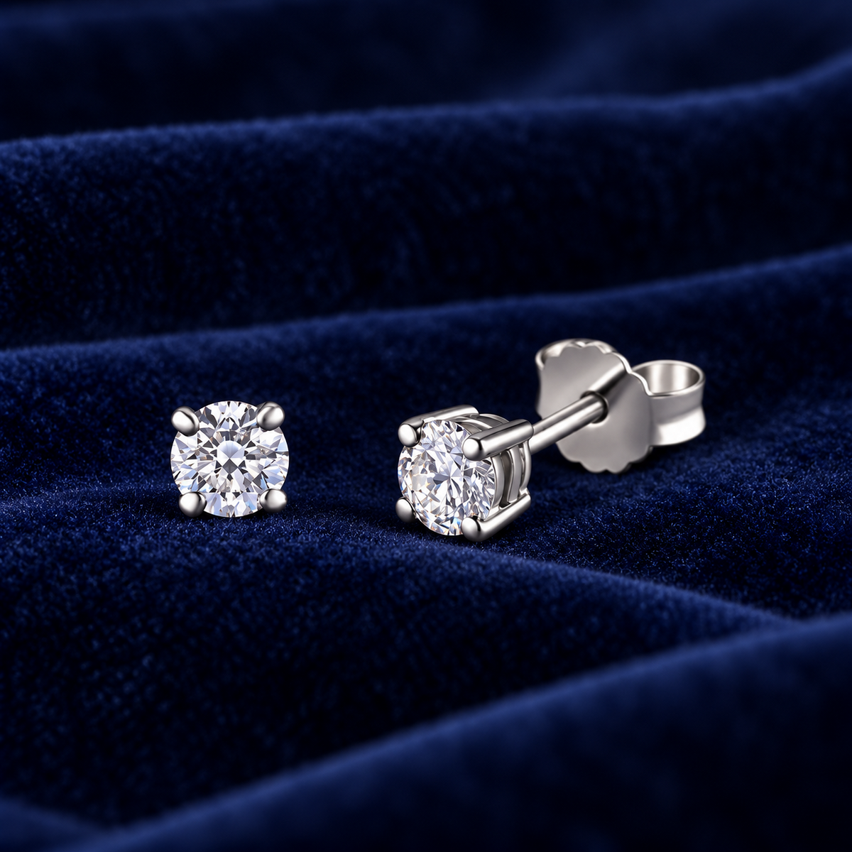 Diamond Solitaire Stud Earrings 18ct White Gold 0.50ctw Real Mined Diamonds