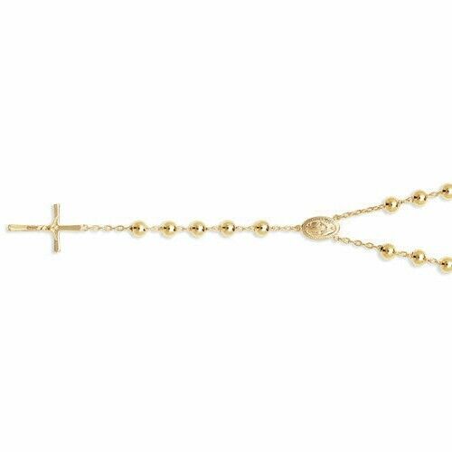 Rosary Beads Yellow Gold Necklace 24 " Hallmarked Catholic Religion 52 Grams