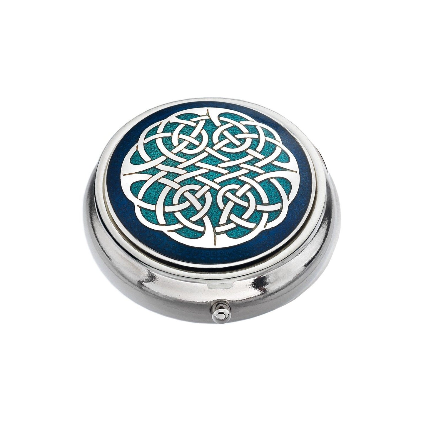 Pillbox Silver Plated Turquoise Celtic Knot Brand New and Boxed