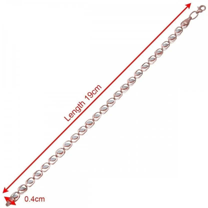 Rose Gold Open Oval Bracelet with White Gold Detail 375 Hallmark 19cm
