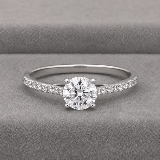Brilliant Cut Solitaire Engagement Ring Solid Sterling Silver 925 Size K - S