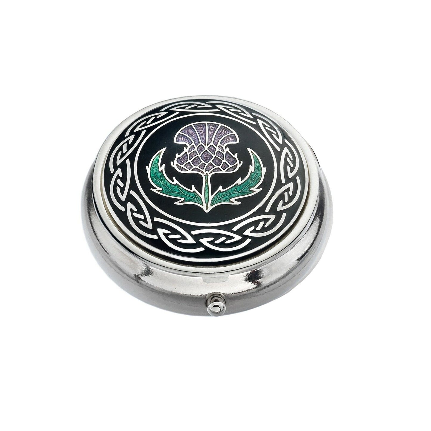 Pillbox Silver Plated Scottish Black Thistle Design Brand New and Boxed