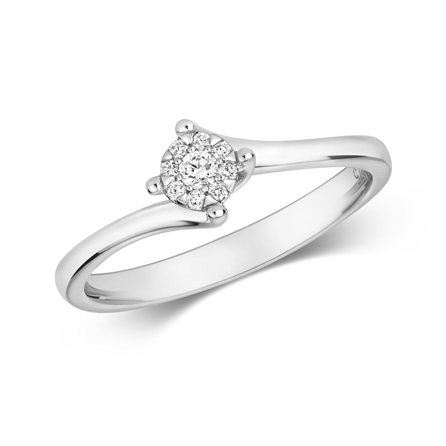9ct White Gold Real Diamond Twist Ring Engagement Size J - Q