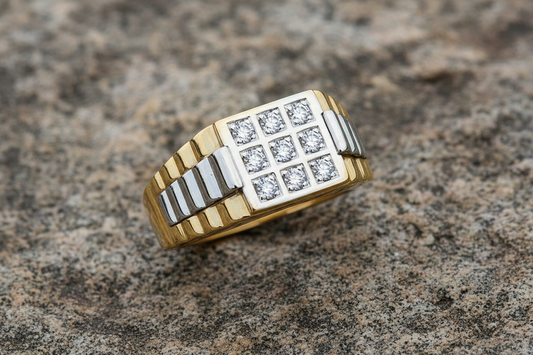 9ct Multi Tone Gold Square Top Gents RingSignet Fully Hallmarked