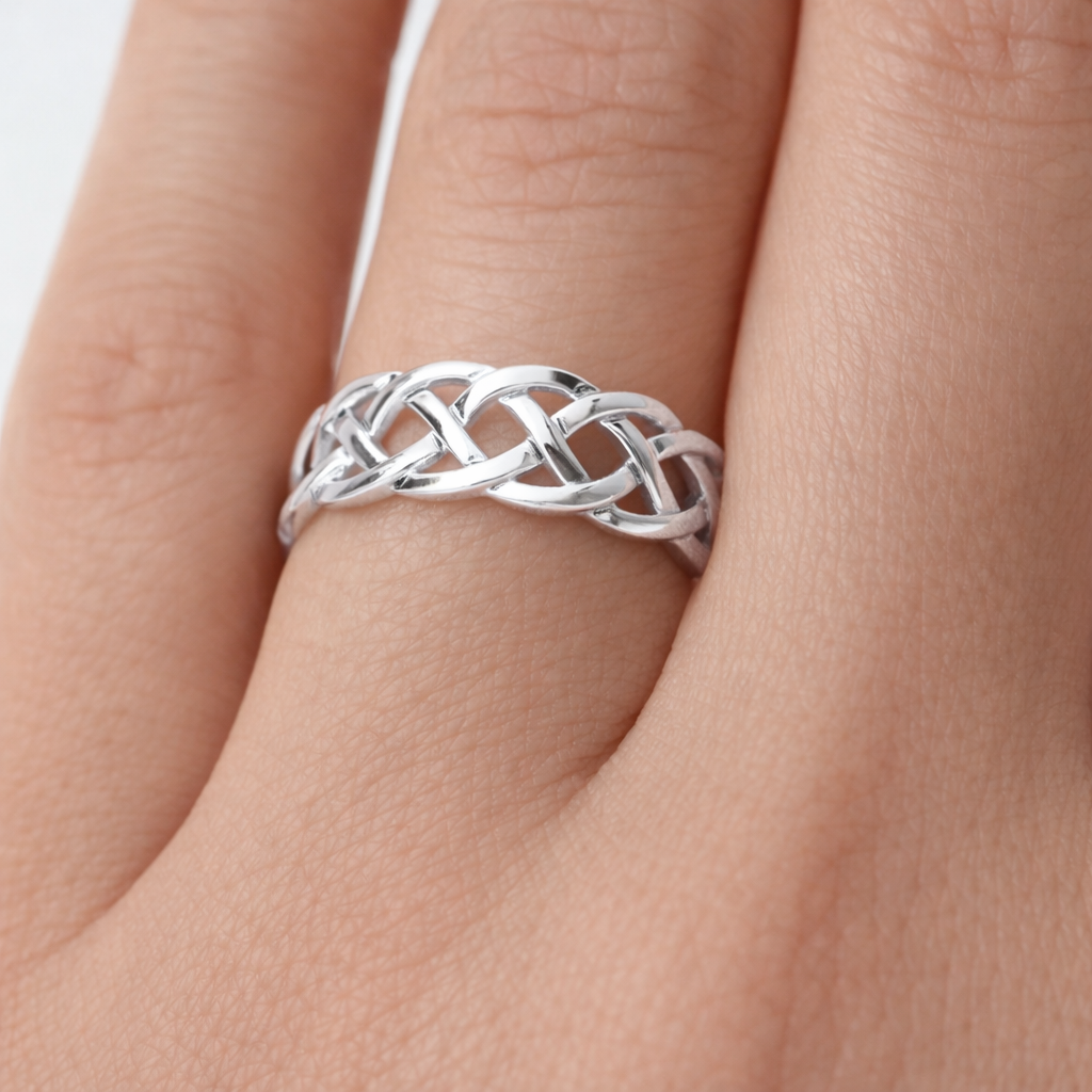 Sterling Silver Celtic Ring 8mm Wide 925 Hallmark Sizes K - S