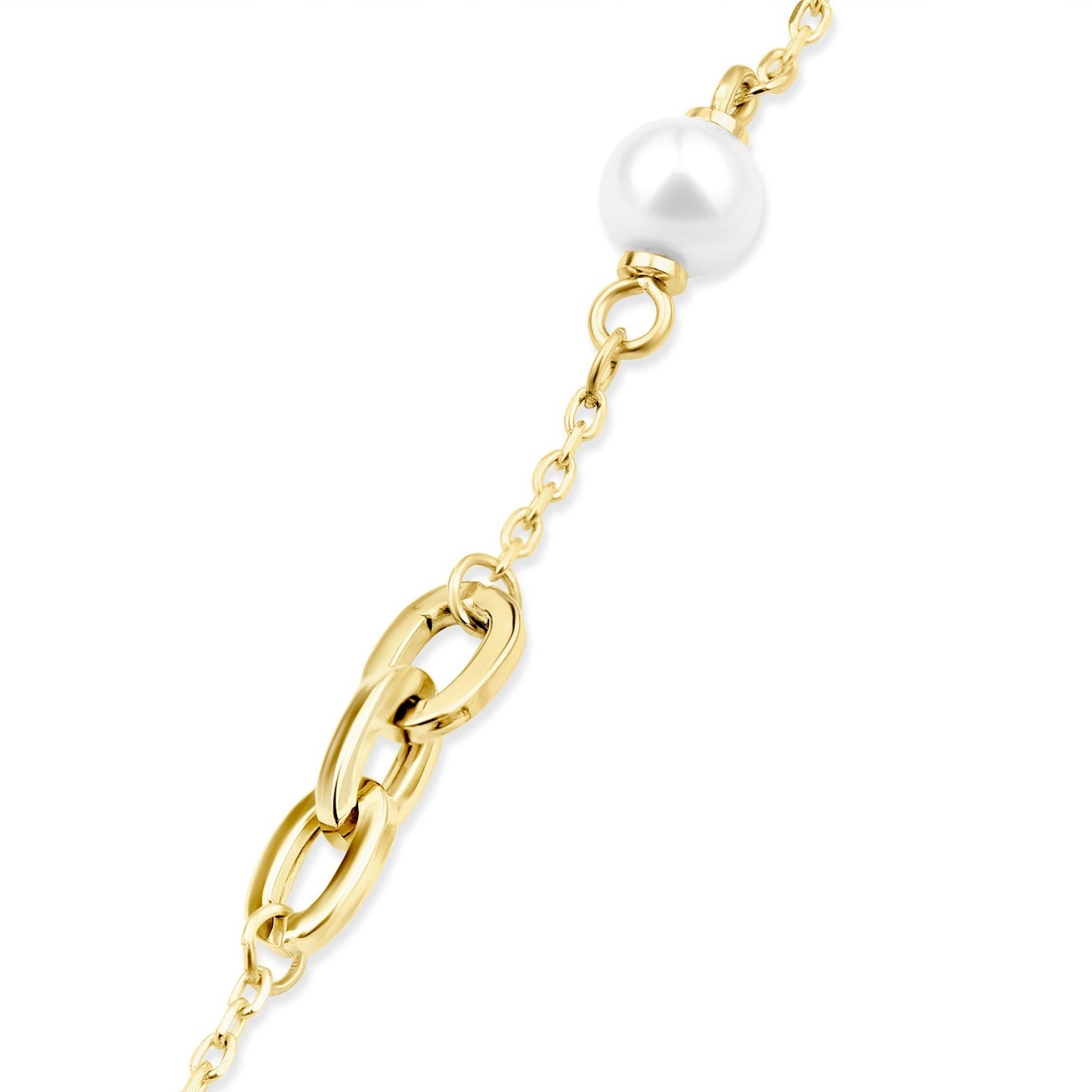 Elegant Freshwater Pearl Station Bracelet with Oval Links  375 Hallmark 17-19cm