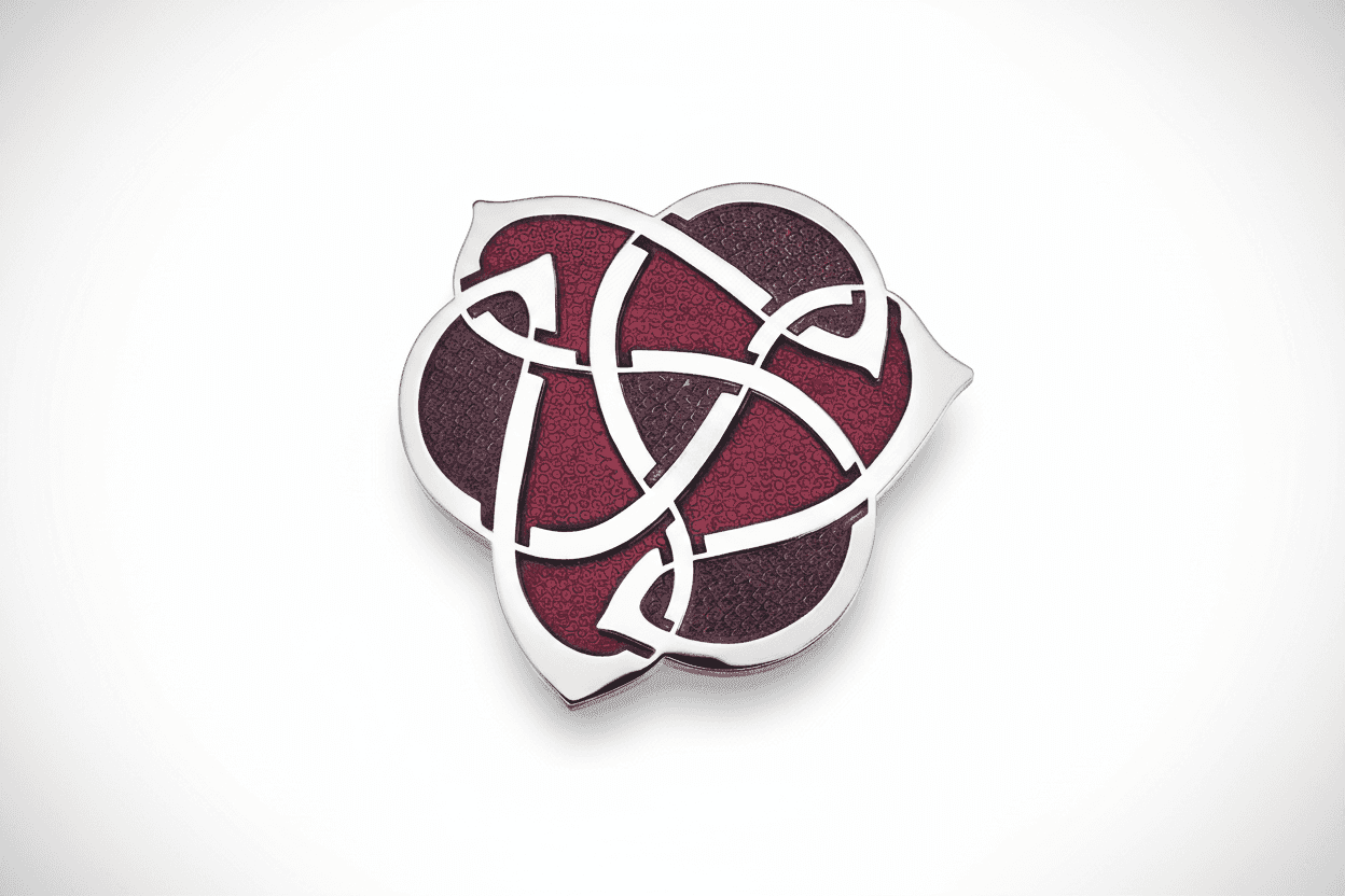 Celtic Archibold Knox Brooch Silver Plated Red Brand New Gift Packaging