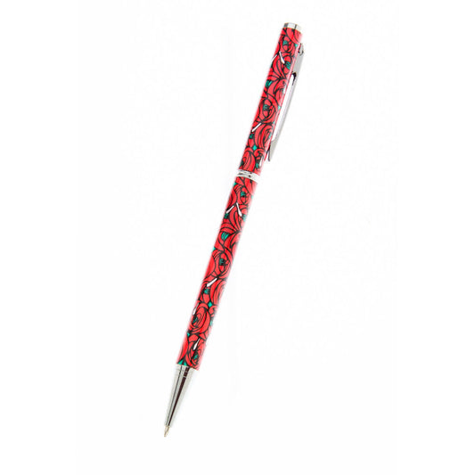 Ballpoint Pen Silver Plated Mackintosh Rose Designer Black Ink Brand New Boxed